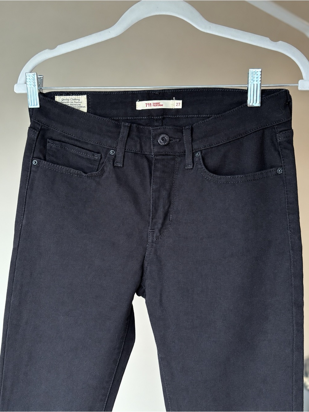 Levi’s 711 Black Skinny Stretch Jeans W27 L34 NWOT
